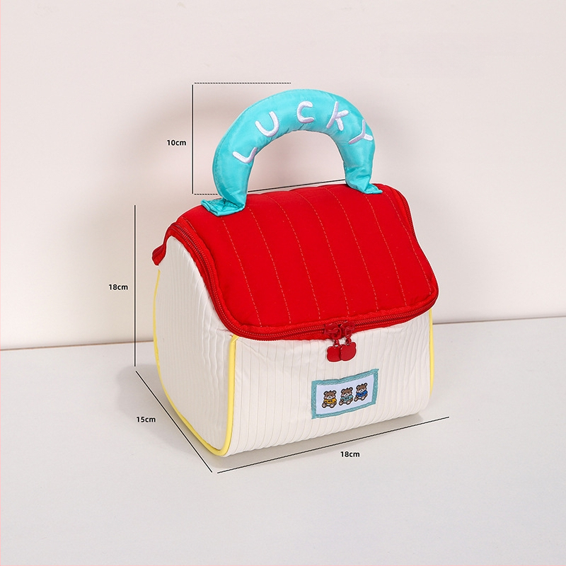 Geantă de machiaj cu design drăguț de casă mică, poliester, model anime, fără căptușeală, izolație, pliabilă (Poliester; Model anime; Fără căptușeală; Izolație; Pliabilă)