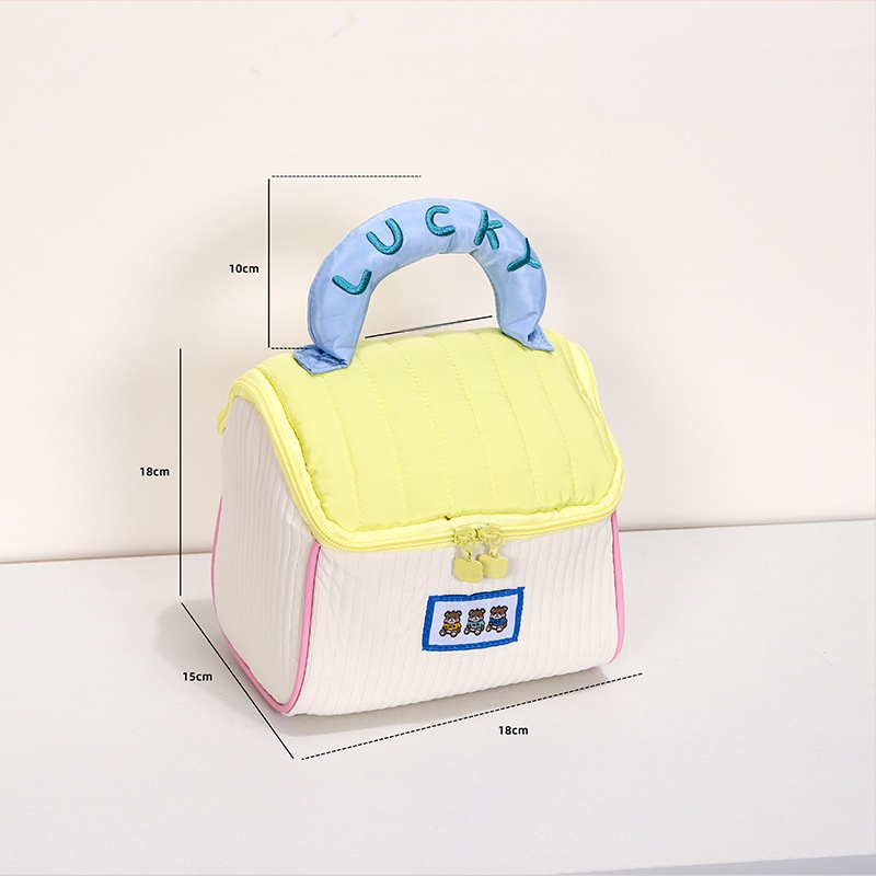 Geantă de machiaj cu design drăguț de casă mică, poliester, model anime, fără căptușeală, izolație, pliabilă (Poliester; Model anime; Fără căptușeală; Izolație; Pliabilă)