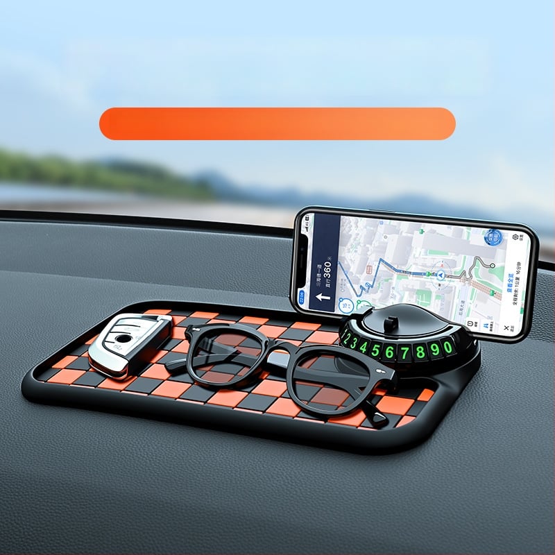 Baviss Többfunkciós csúszásmentes autómatrac telefontartóval és ideiglenes parkolótáblával, PVC (Termékkód: B-61)