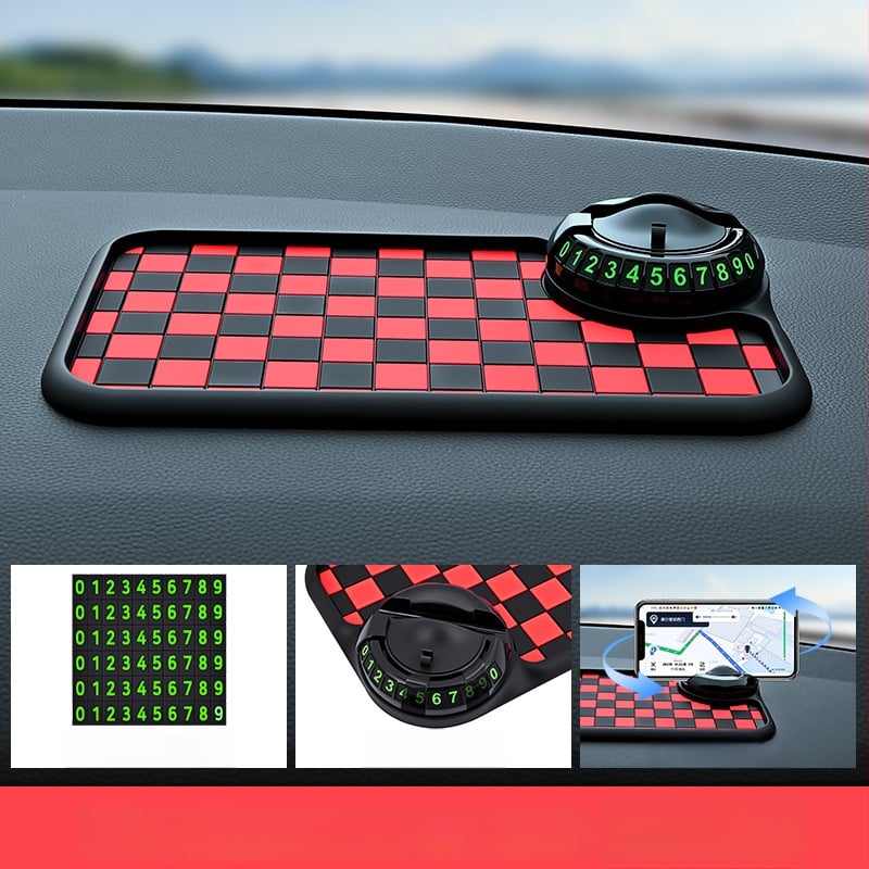 Baviss Többfunkciós csúszásmentes autómatrac telefontartóval és ideiglenes parkolótáblával, PVC (Termékkód: B-61)