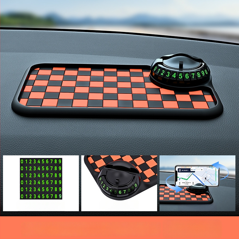 Baviss Többfunkciós csúszásmentes autómatrac telefontartóval és ideiglenes parkolótáblával, PVC (Termékkód: B-61)