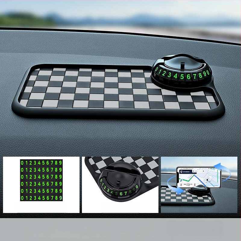 Baviss Többfunkciós csúszásmentes autómatrac telefontartóval és ideiglenes parkolótáblával, PVC (Termékkód: B-61)