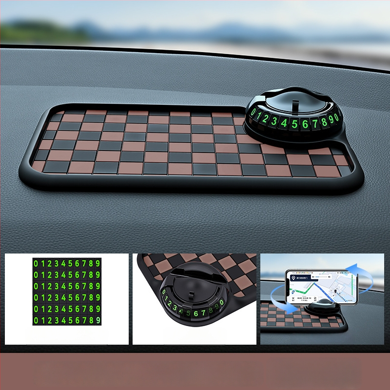 Baviss Többfunkciós csúszásmentes autómatrac telefontartóval és ideiglenes parkolótáblával, PVC (Termékkód: B-61)