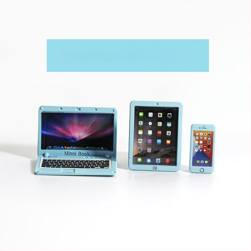 Αξεσουάρ για σπίτι κούκλας — Μίνι αναδιπλούμενο σημειωματάριο, μιμητικός μίνι υπολογιστής, tablet και τηλέφωνο, μοντέλο τριών μερών N122 (Υλικό: κράμα; Τρόπος επεξεργασίας: προσαρμογή δείγματος; 3C: παιχνίδια άνω των 14 ετών; Ηλικία: 18+)