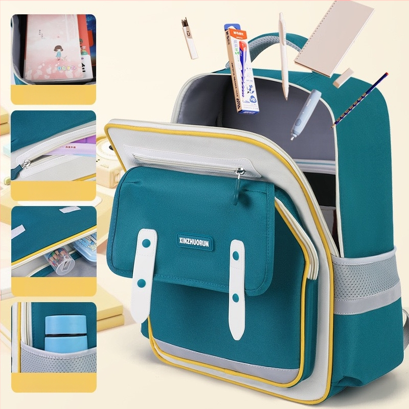 Korėjiečių stiliaus vaikų mokyklinė kuprinė 1–6 klasei, unisex, nailonas, kvėpuojanti, ultra lengva, stuburo apsauga, oro pagalvės pečių dirželiai