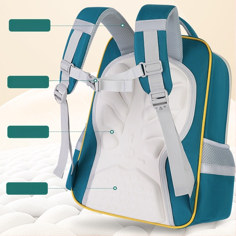 Korėjiečių stiliaus vaikų mokyklinė kuprinė 1–6 klasei, unisex, nailonas, kvėpuojanti, ultra lengva, stuburo apsauga, oro pagalvės pečių dirželiai