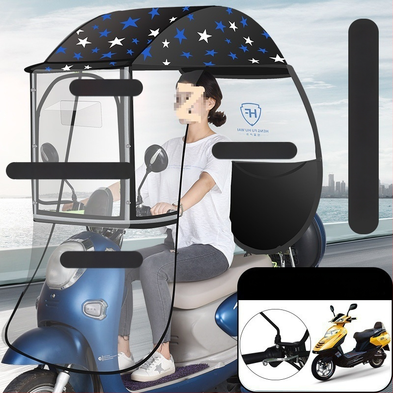 Elektrilise sõiduki vihmakaas alumiiniumraamiga, 6 ribaga, automaatne avamine, poolautomaatsed sulgemine, 190T Impact kangas, UPF 50+