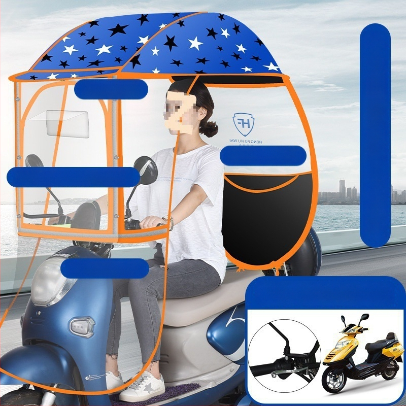 Elektrilise sõiduki vihmakaas alumiiniumraamiga, 6 ribaga, automaatne avamine, poolautomaatsed sulgemine, 190T Impact kangas, UPF 50+