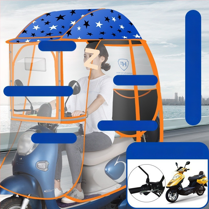 Elektrilise sõiduki vihmakaas alumiiniumraamiga, 6 ribaga, automaatne avamine, poolautomaatsed sulgemine, 190T Impact kangas, UPF 50+