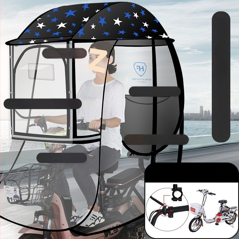 Elektrilise sõiduki vihmakaas alumiiniumraamiga, 6 ribaga, automaatne avamine, poolautomaatsed sulgemine, 190T Impact kangas, UPF 50+