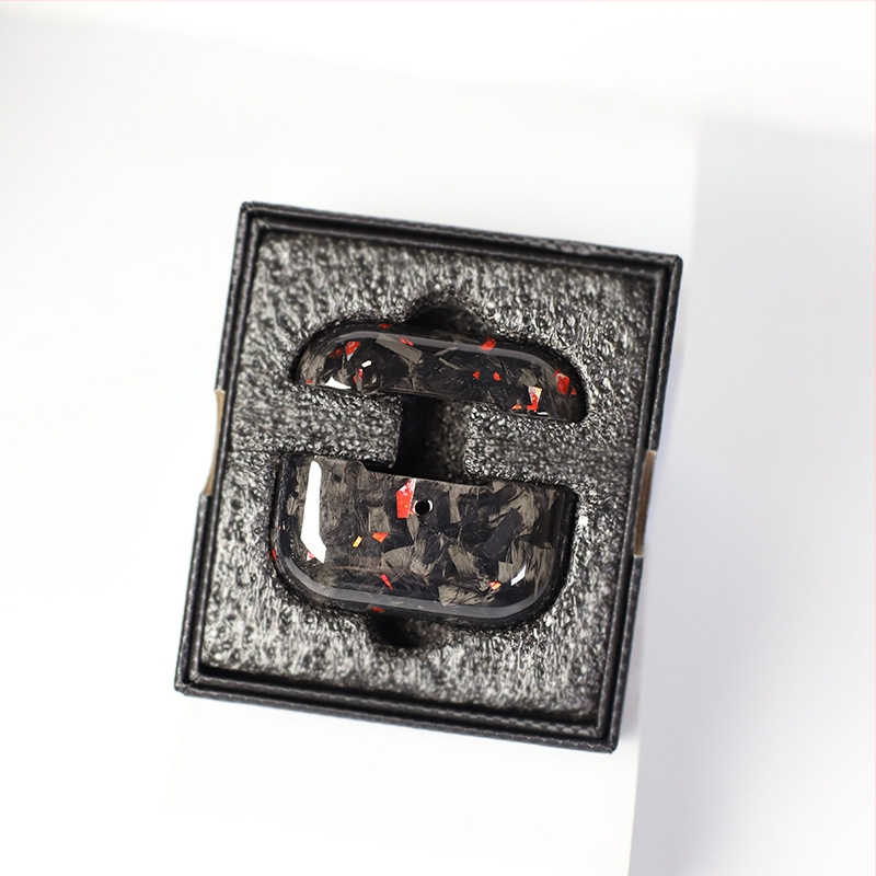 Aizsargkaste AirPods Pro 2. paaudzei un AirPods 3, ciets korpuss, oglekļa šķiedras kalums, rokdarbu pērles, pielāgošana pieejama