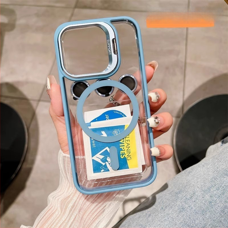 Калъф за телефон с невидим държател за лещи и магнитен филм за лещи, акрил, горещо пресован, антиизносоустойчив, против падане, антиотпечатъци, персонализируем, за модел 6043716