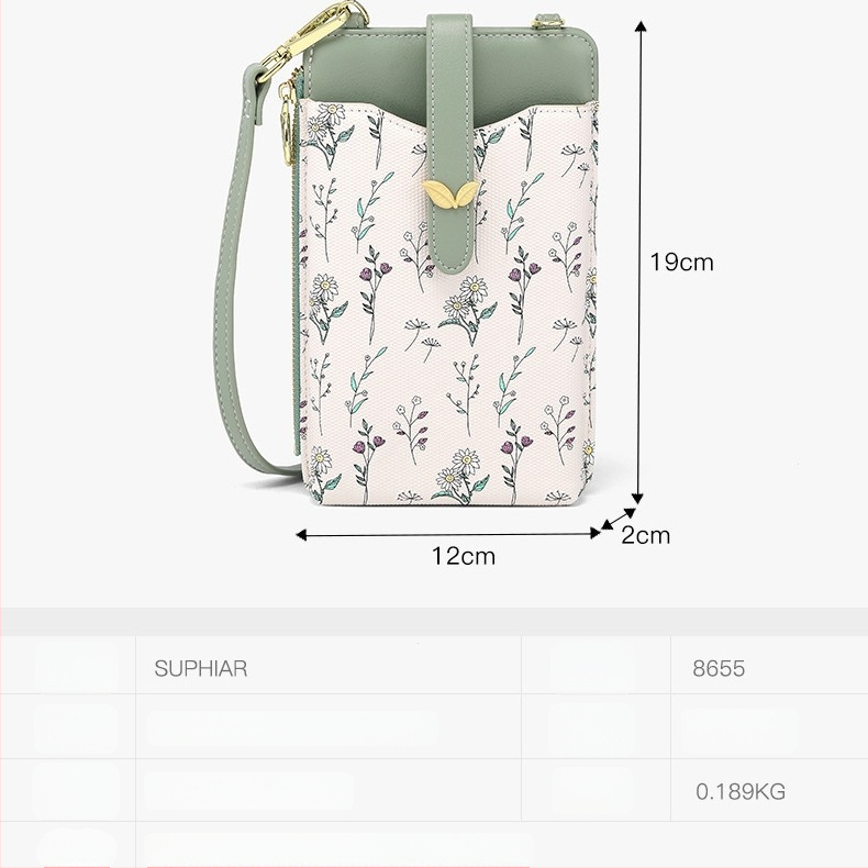 Suphiar PU ādas crossbody mobilā telefona somiņa ar kartes nodalījumu, vertikāls kvadrāta formāts, pilsētas minimālisms