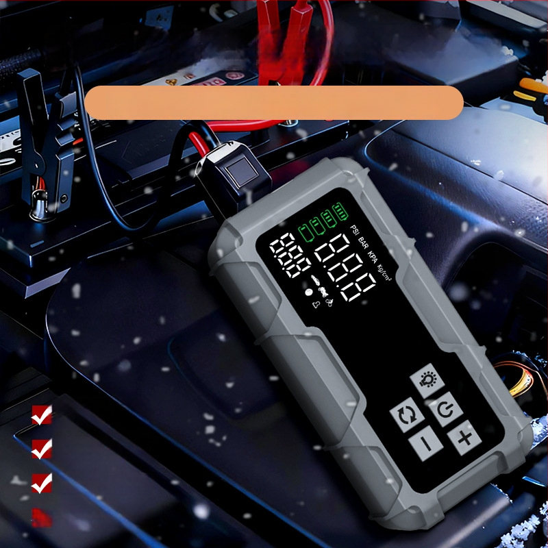 Автомобилен стартер с вградена въздушна помпа – 12V, 720A, 35 л/мин, 80W, цифров дисплей