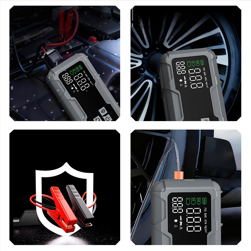 Автомобилен стартер с вградена въздушна помпа – 12V, 720A, 35 л/мин, 80W, цифров дисплей