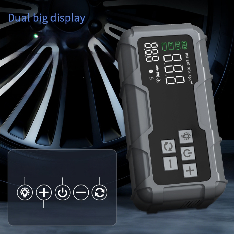 Автомобилен стартер с вградена въздушна помпа – 12V, 720A, 35 л/мин, 80W, цифров дисплей