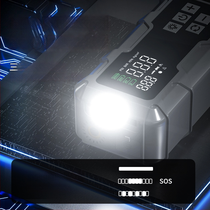 Автомобилен стартер с вградена въздушна помпа – 12V, 720A, 35 л/мин, 80W, цифров дисплей