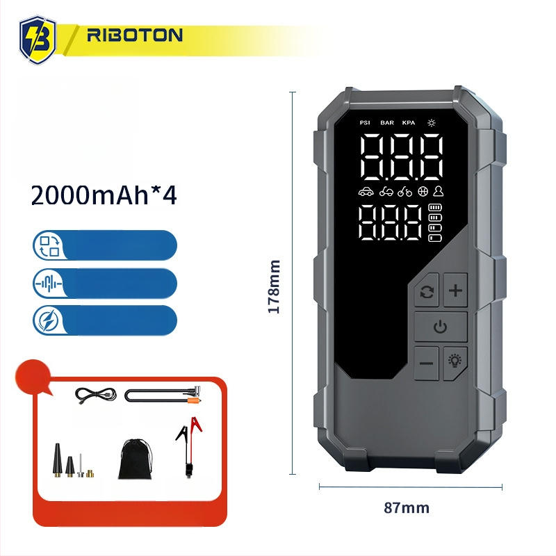 Автомобилен стартер с вградена въздушна помпа – 12V, 720A, 35 л/мин, 80W, цифров дисплей