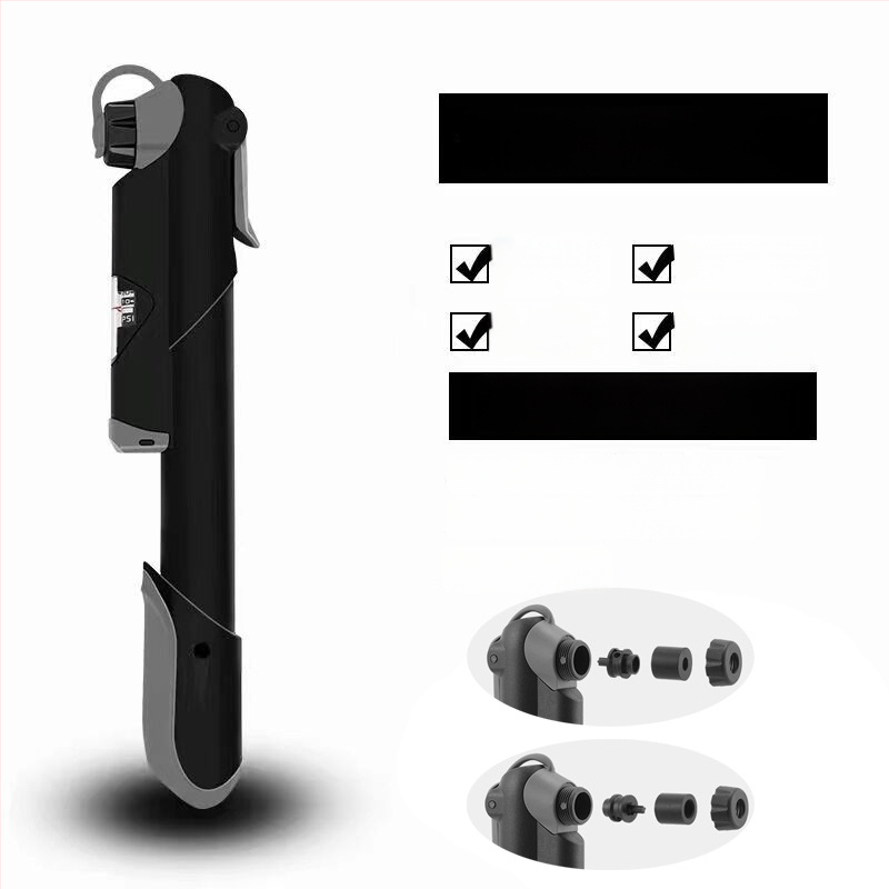 Mini portatīvais velosipēdu pumpis ar manometru (Modelis 61, plastmasas korpuss)