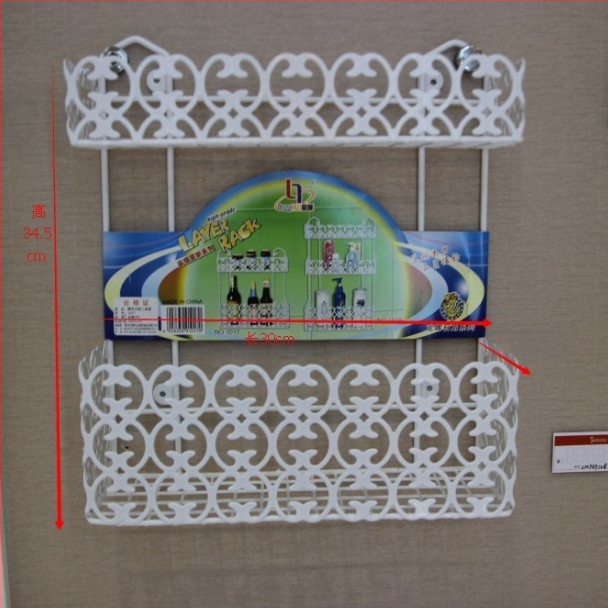 Fără găuri: Raft triunghiular pentru baie, montat în colț, din fier forjat, cu mai multe niveluri