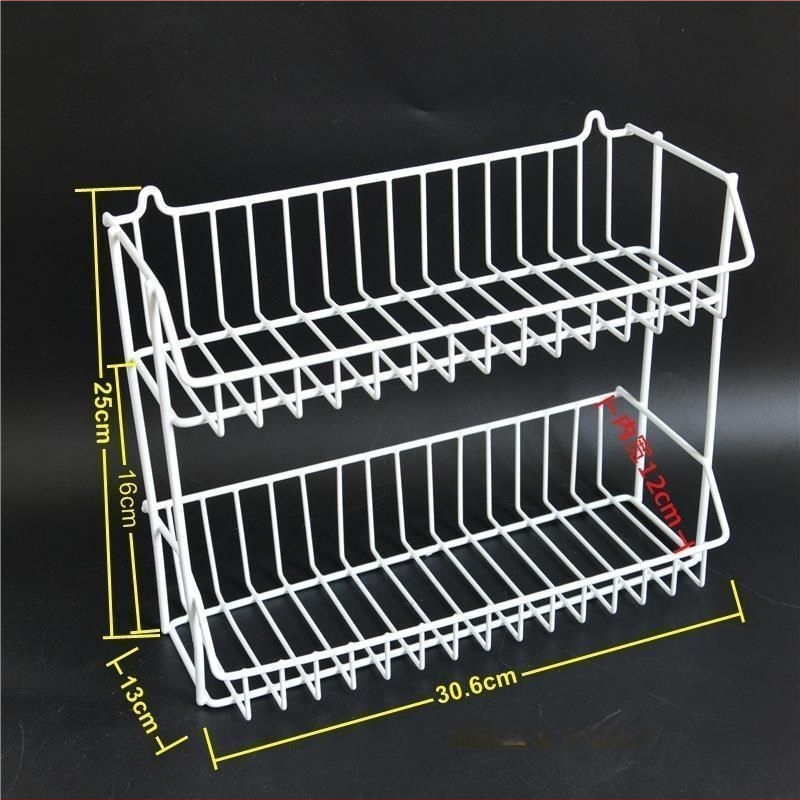 Fără găuri: Raft triunghiular pentru baie, montat în colț, din fier forjat, cu mai multe niveluri