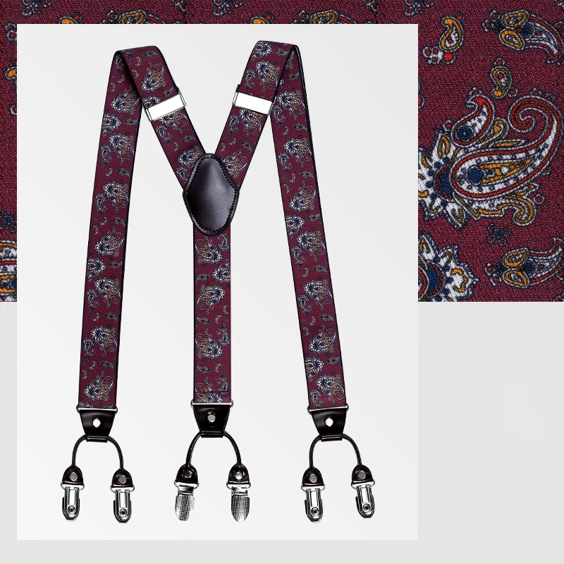 kaidvll Bretele tip Y pentru bărbați, cu 6 clipsuri, lungime reglabilă, bretele încrucișate, elastice puternice