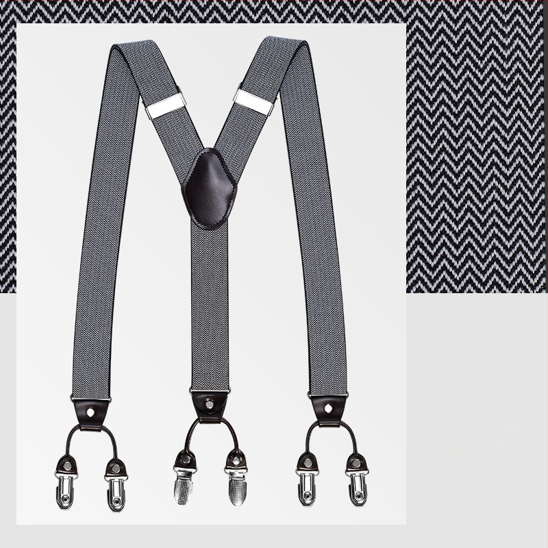 kaidvll Bretele tip Y pentru bărbați, cu 6 clipsuri, lungime reglabilă, bretele încrucișate, elastice puternice
