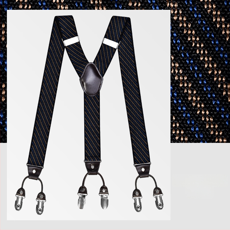 kaidvll Bretele tip Y pentru bărbați, cu 6 clipsuri, lungime reglabilă, bretele încrucișate, elastice puternice