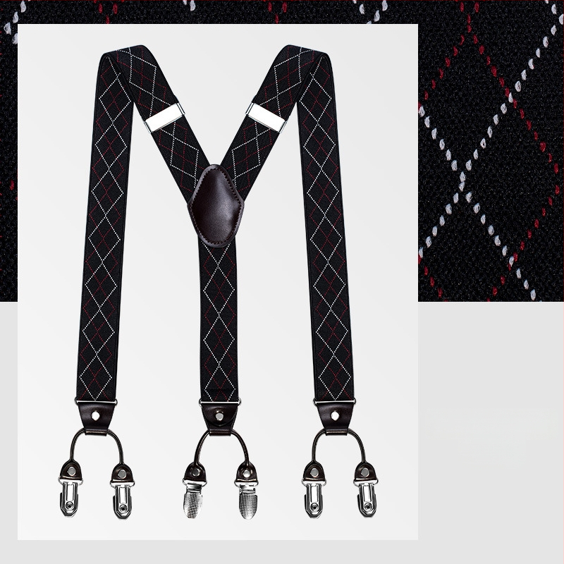 kaidvll Bretele tip Y pentru bărbați, cu 6 clipsuri, lungime reglabilă, bretele încrucișate, elastice puternice