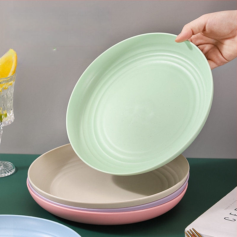 Nordic кръгли чинии от пшенична слама - комплект за дома, модерен стил и едноцветен дизайн; кръгли чинии с възможност за печат на лого и персонализация; неподходящи за микровълнова фурна.