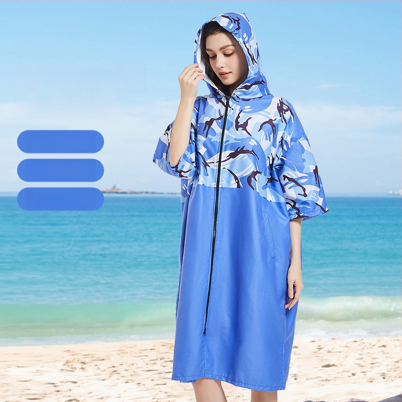 Mikropluošto kapučio pončo chalatas baseinui, greitai džiūsta, 150D siūlai, svoris 500 g ar daugiau, pritaikymas galimas