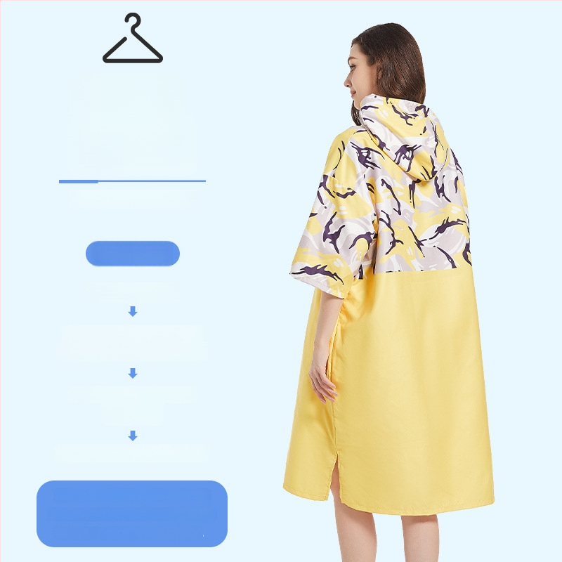 Mikropluošto kapučio pončo chalatas baseinui, greitai džiūsta, 150D siūlai, svoris 500 g ar daugiau, pritaikymas galimas