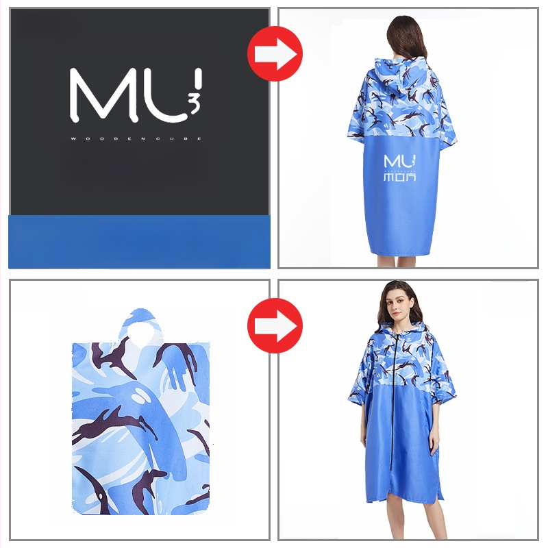 Mikropluošto kapučio pončo chalatas baseinui, greitai džiūsta, 150D siūlai, svoris 500 g ar daugiau, pritaikymas galimas