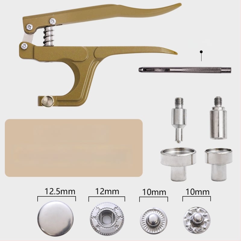 Комплект инструменти за монтиране на метална катарама с ръчни прес-клещи за облекло; Материал: метал; Структура: прес-клещи за метална катарама; Приложение: палта, дънки, шапки, чанти; Марка: Xinghe
