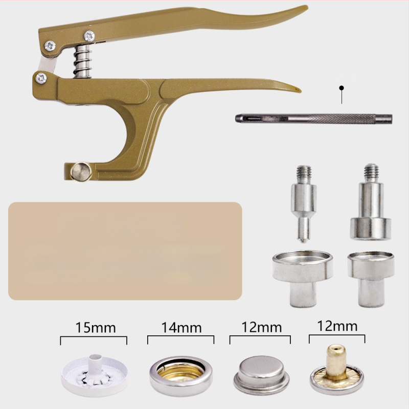 Комплект инструменти за монтиране на метална катарама с ръчни прес-клещи за облекло; Материал: метал; Структура: прес-клещи за метална катарама; Приложение: палта, дънки, шапки, чанти; Марка: Xinghe