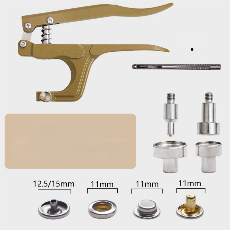 Комплект инструменти за монтиране на метална катарама с ръчни прес-клещи за облекло; Материал: метал; Структура: прес-клещи за метална катарама; Приложение: палта, дънки, шапки, чанти; Марка: Xinghe