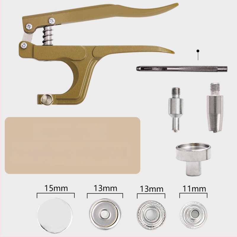 Комплект инструменти за монтиране на метална катарама с ръчни прес-клещи за облекло; Материал: метал; Структура: прес-клещи за метална катарама; Приложение: палта, дънки, шапки, чанти; Марка: Xinghe