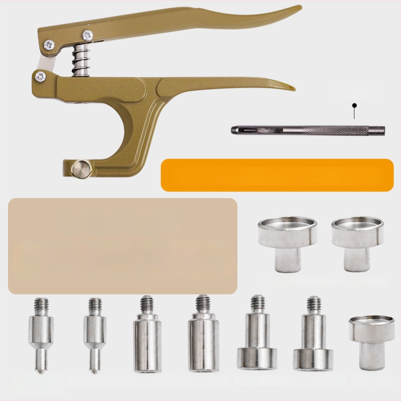 Комплект инструменти за монтиране на метална катарама с ръчни прес-клещи за облекло; Материал: метал; Структура: прес-клещи за метална катарама; Приложение: палта, дънки, шапки, чанти; Марка: Xinghe