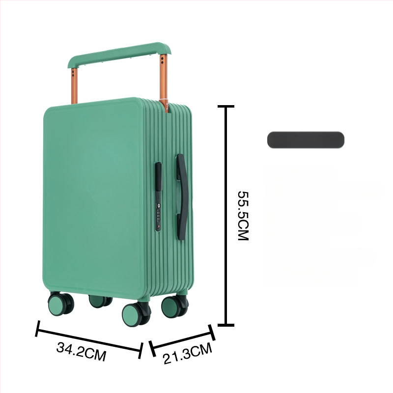 Pārvadājamā bagāža ar centrāli uzstādītu plašu vilkšanas stieni, ABS+PC materiāls, TSA kombinētā slēdzene, universālie riteņi, svars 5,1 kg