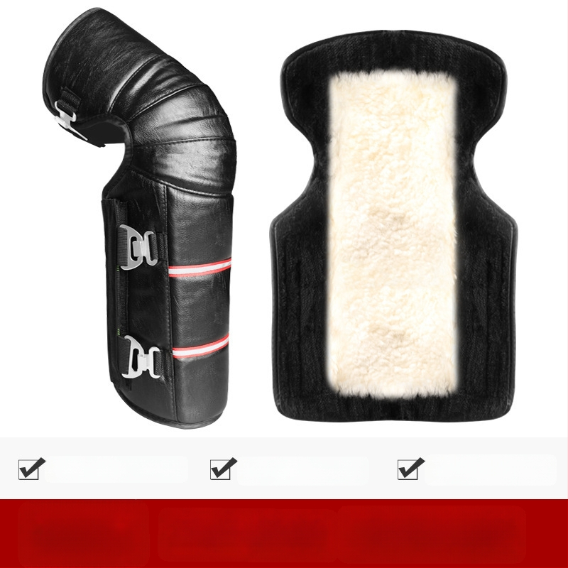 Унисекс наколенки за мотоциклет със вълнена подплата, ветроустойчива зимна защита за колоездене