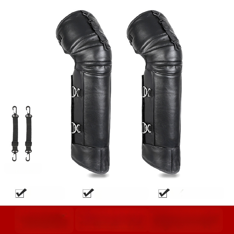 Унисекс наколенки за мотоциклет със вълнена подплата, ветроустойчива зимна защита за колоездене