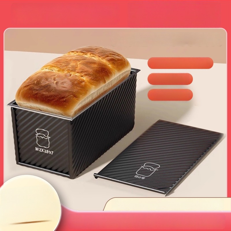 Ορθογώνια αντικολλητική φόρμα για ψωμί με καπάκι