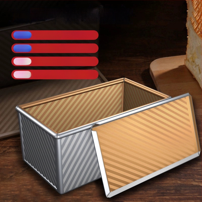 Ορθογώνια αντικολλητική φόρμα για ψωμί με καπάκι