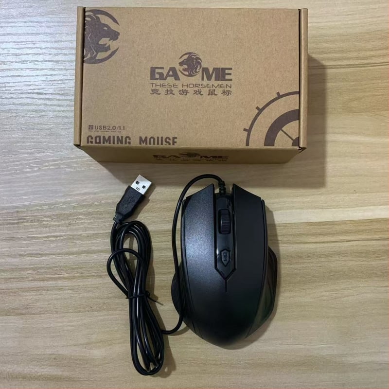 Оптична USB проводна мишка, 1000 DPI, 2 бутона, 5-степенна настройка DPI, подходяща за гейминг и офис