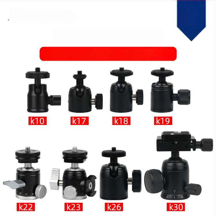 Alumīnija sakausējuma lodes galva DSLR statīvam, 360° horizontāla griešanās, 90° vertikāla griešanās, skrūvju stiprinājums, svars 0,11 kg, saderīgs ar Yajia