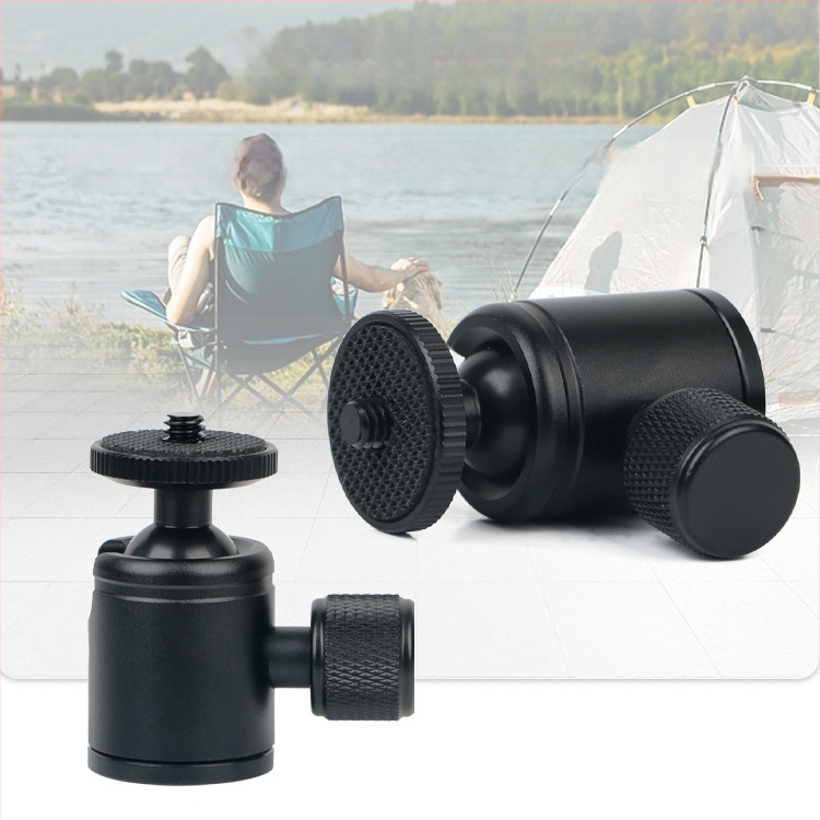 Alumīnija sakausējuma lodes galva DSLR statīvam, 360° horizontāla griešanās, 90° vertikāla griešanās, skrūvju stiprinājums, svars 0,11 kg, saderīgs ar Yajia
