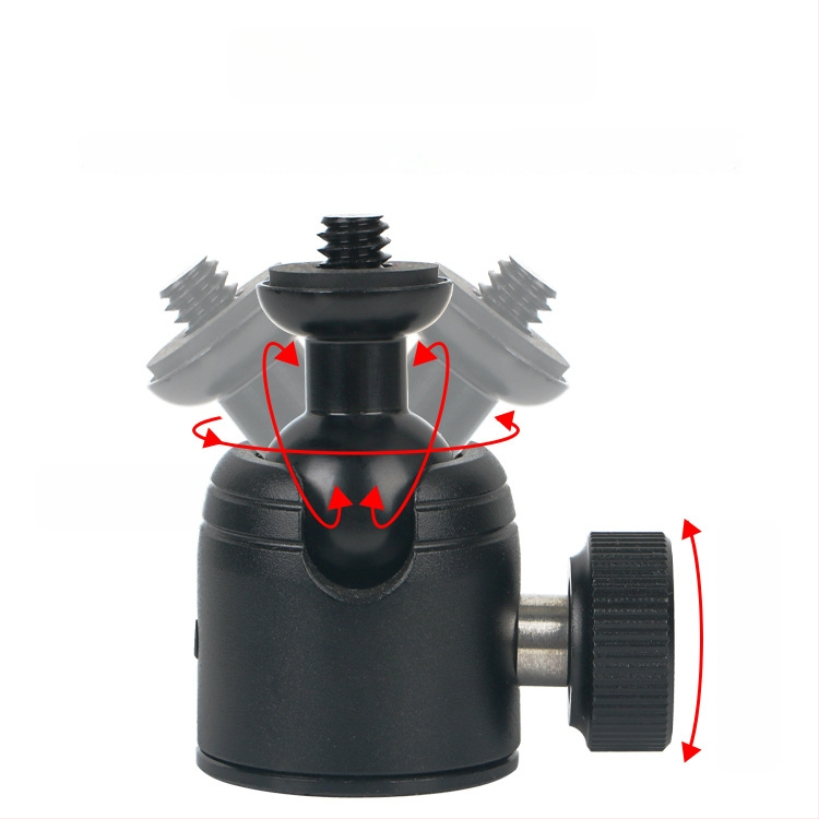 Alumīnija sakausējuma lodes galva DSLR statīvam, 360° horizontāla griešanās, 90° vertikāla griešanās, skrūvju stiprinājums, svars 0,11 kg, saderīgs ar Yajia