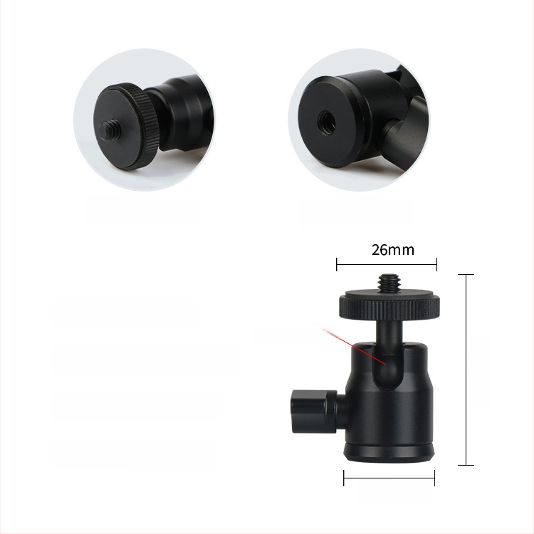 Alumīnija sakausējuma lodes galva DSLR statīvam, 360° horizontāla griešanās, 90° vertikāla griešanās, skrūvju stiprinājums, svars 0,11 kg, saderīgs ar Yajia