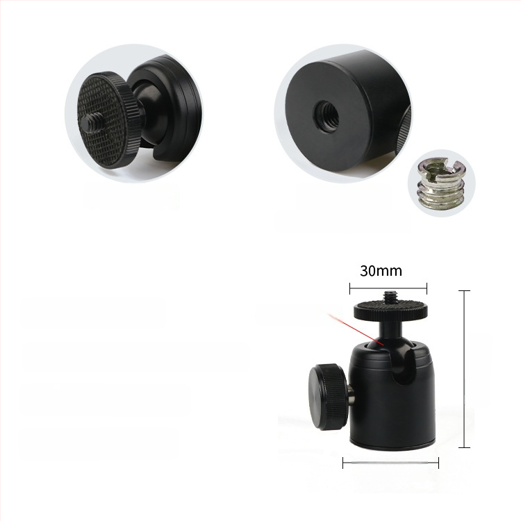 Alumīnija sakausējuma lodes galva DSLR statīvam, 360° horizontāla griešanās, 90° vertikāla griešanās, skrūvju stiprinājums, svars 0,11 kg, saderīgs ar Yajia