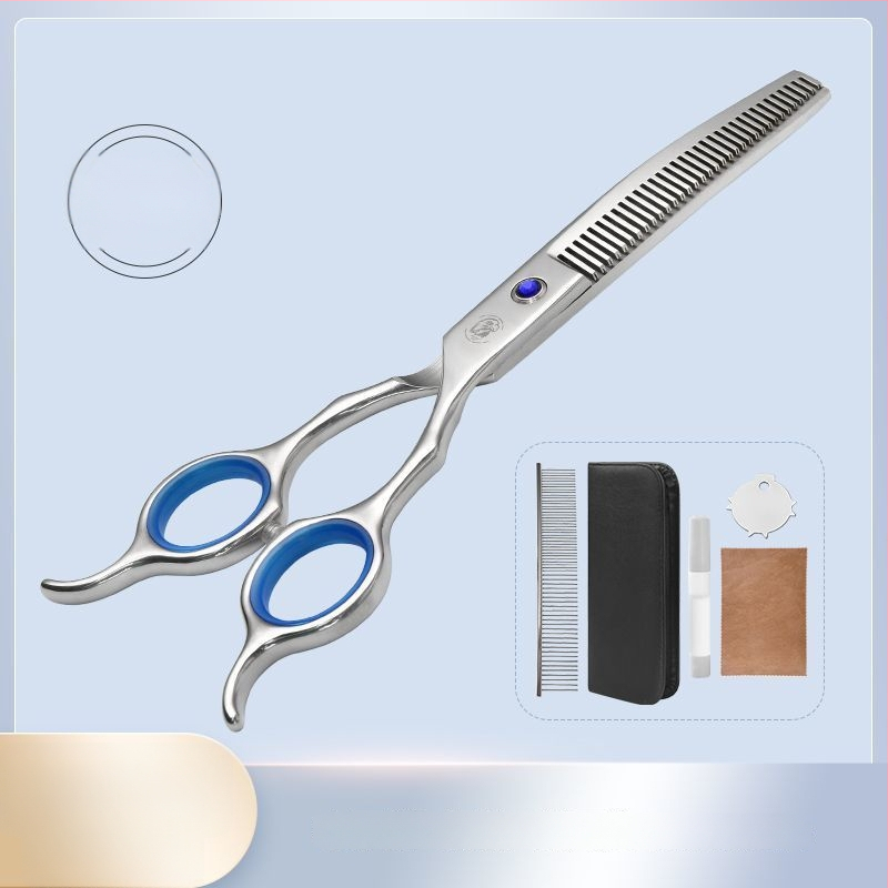 Set de foarfece pentru îngrijire animale de companie – tăiere profesională, foarfecă cu dinți curbati pentru blană de câine, material: floare de mătase, 234 bucăți în cutie